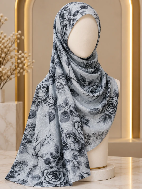 Cool Silver - Premium Printed Lawan Hijab